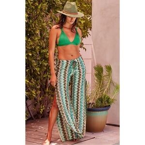 Becca Crochet Swim Cover-Up Pants Blue Turquoise